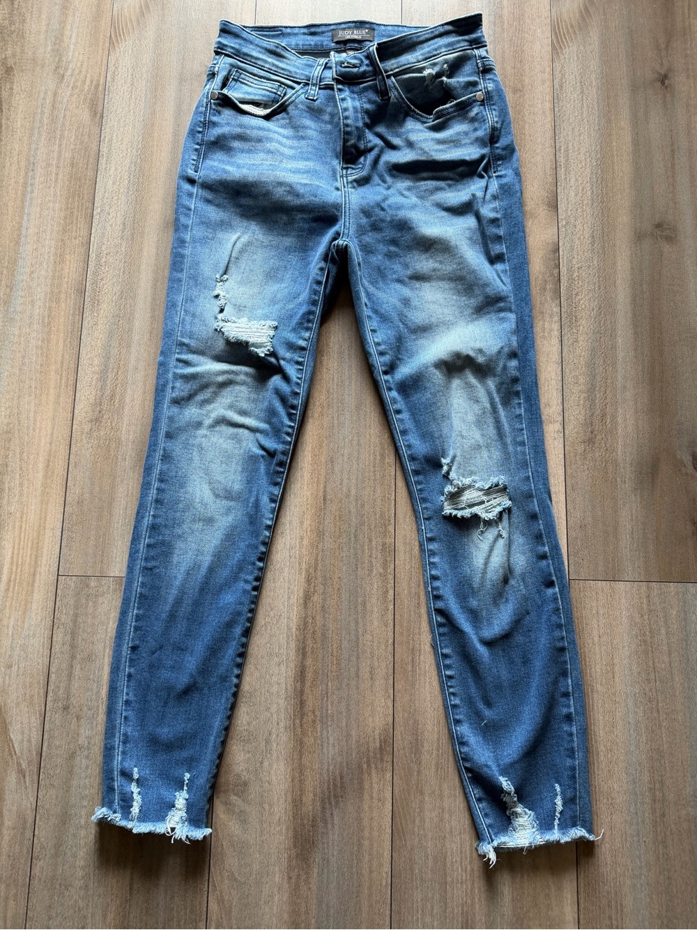 Judy Blue Light Blue Distressed Skinny Jeans